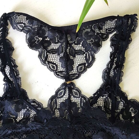 Avidlove Size Large Black Lace Sheer Halter Bralette - Picture 6 of 10